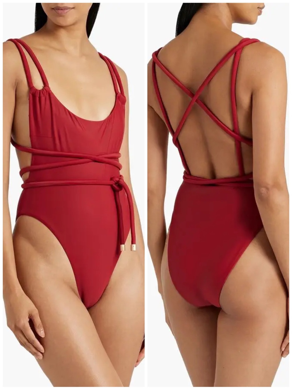 ANDREA IYAMAH LIMA ONEPIECE STRAPPY SWIMSUIT IN BRICK RED SIZE 6-8